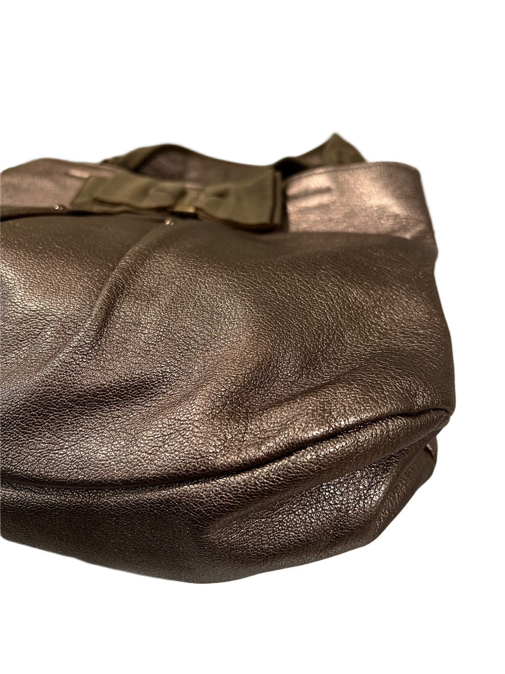 Salvatore Ferragamo Bronze Metallic Taupe Tote with Bow Detail - Picture 6 of 15
